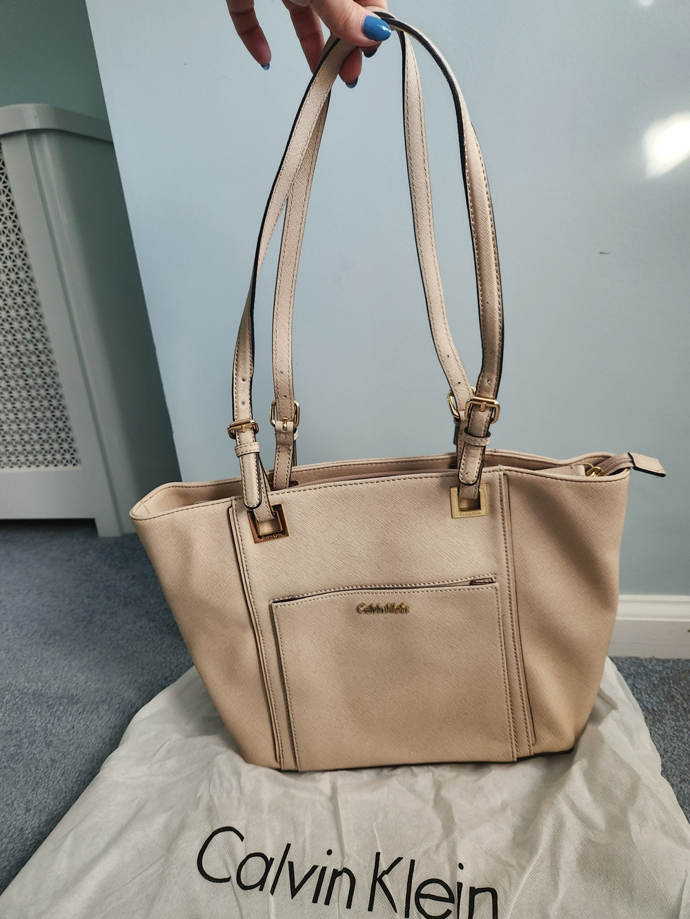 Calvin Klein Beige Tote Bag - Elegant Shoulder Handbag